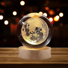 1 Pc USB LED Galaxy Crystal Ball Lamp | 3D Planet Moon Night Light | Bedroom & Party Home Decor | Kids Birthday Gift (Moon Shape Only)