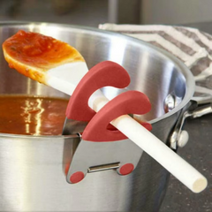 1Pcs Anti-Scalding Silicone Spoon Holder Convenient Kitchen Gadgets with Stainless Steel Pot Side Clips New Kitchen Tools